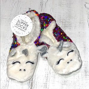 Unicorn Slipper Socks with Grippers S/M (5-7)